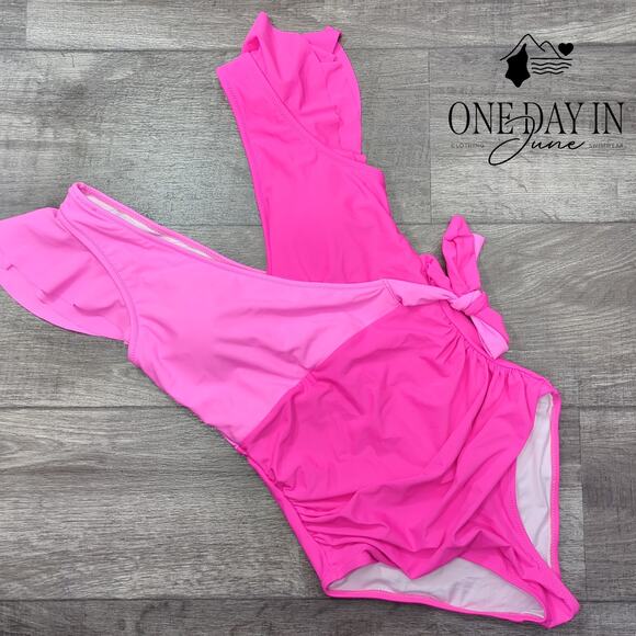 Blooming Jelly Ruffle Shoulder Tummy Control One Piece Swimsuit Size S - Picture 2 of 6